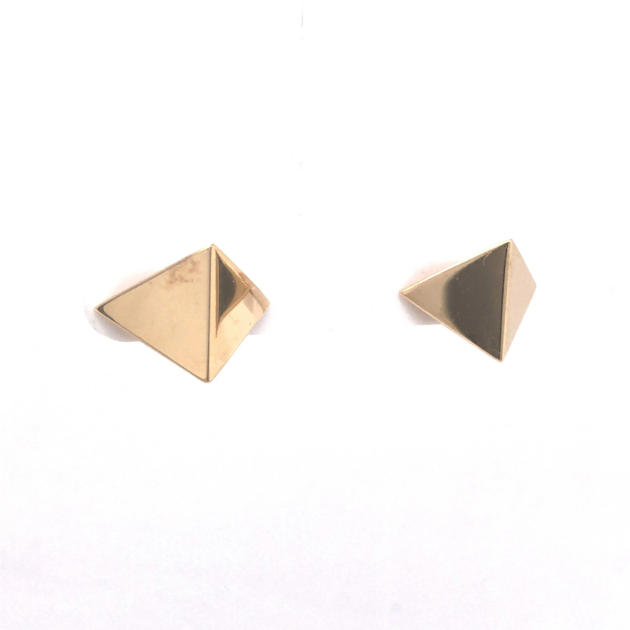 Pyramid Stud Earrings in 14k Yellow Gold - Image 3
