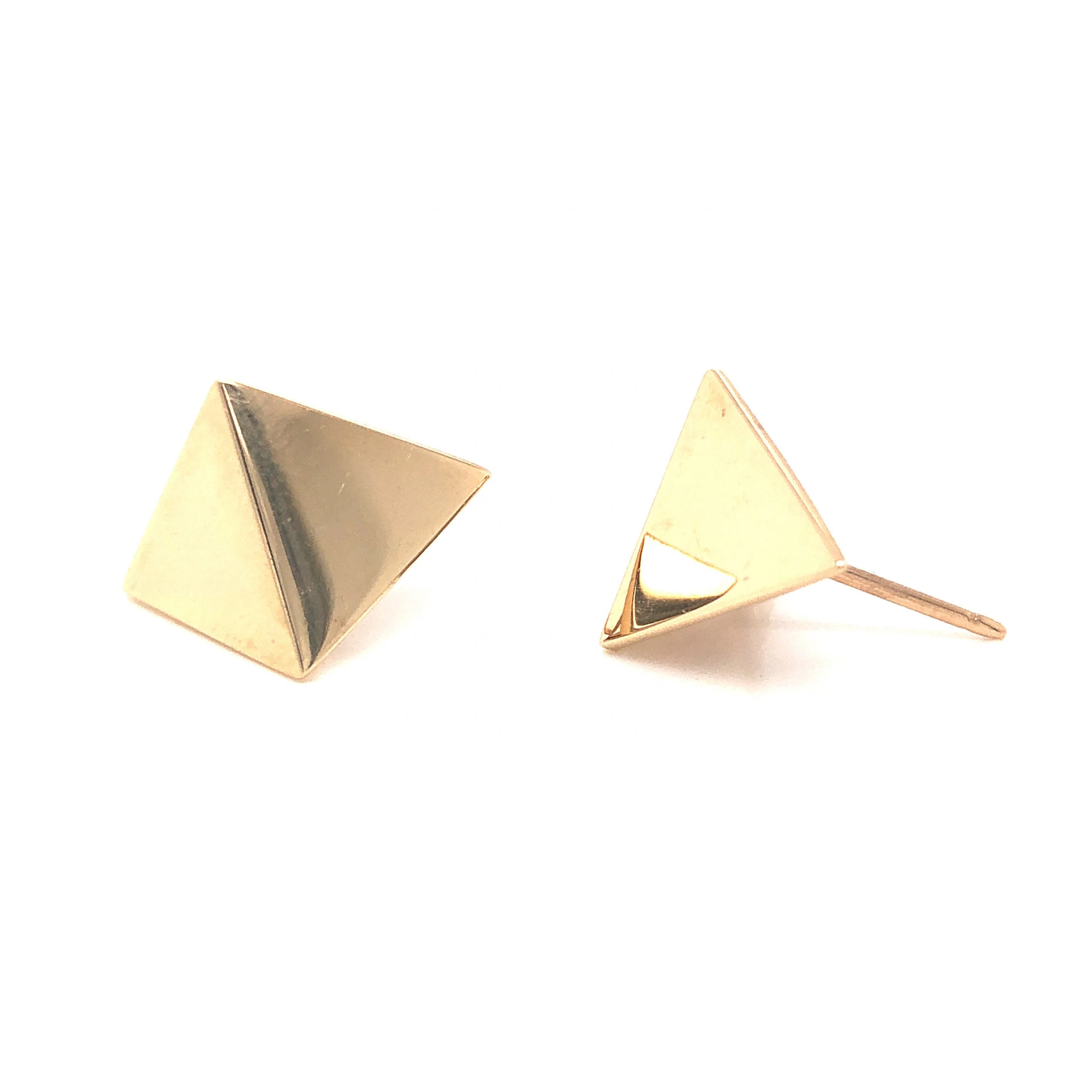 Pyramid Stud Earrings in 14k Yellow Gold - Image 4