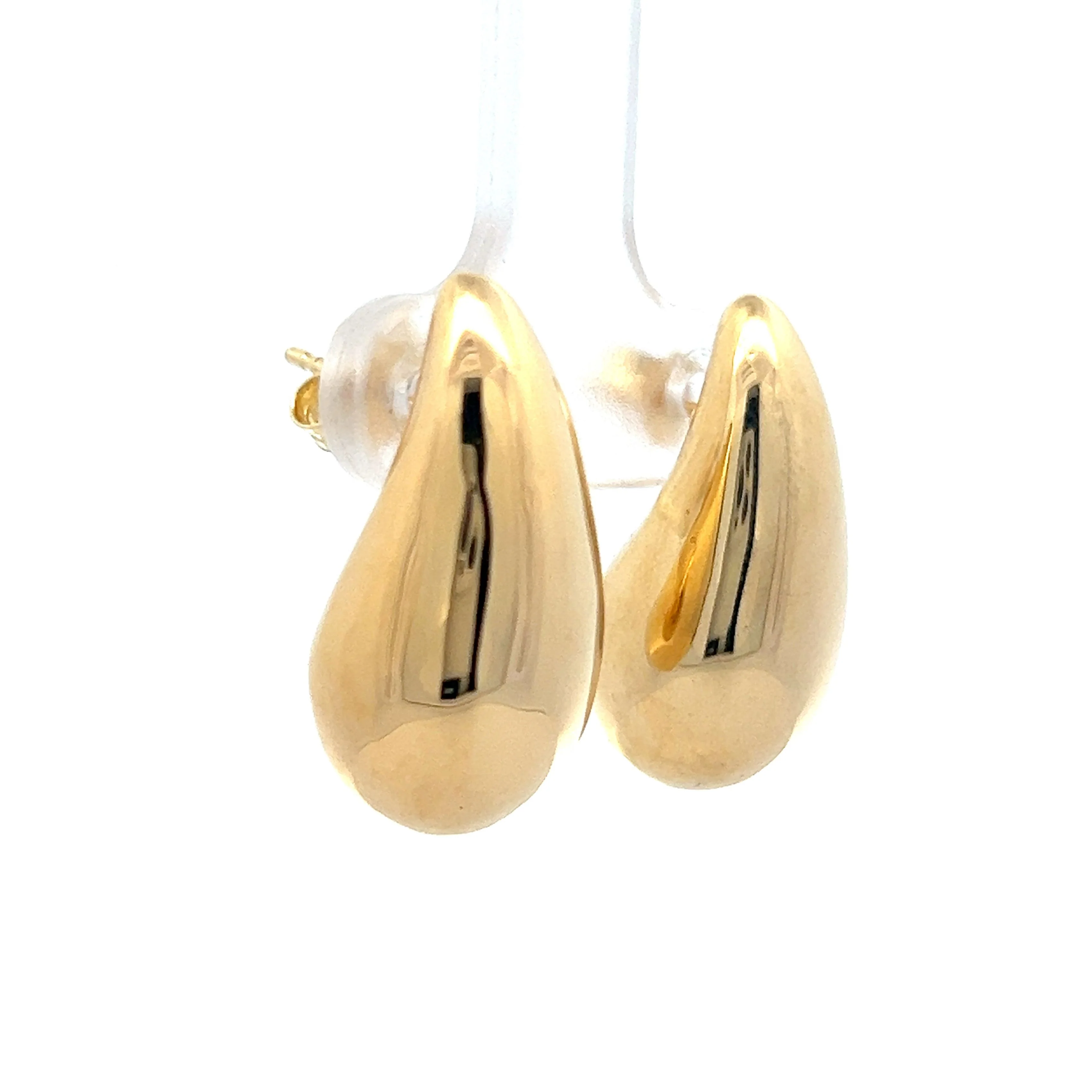 Raindrop Shaped Stud Earrings in 18k Yellow Gold - Image 3