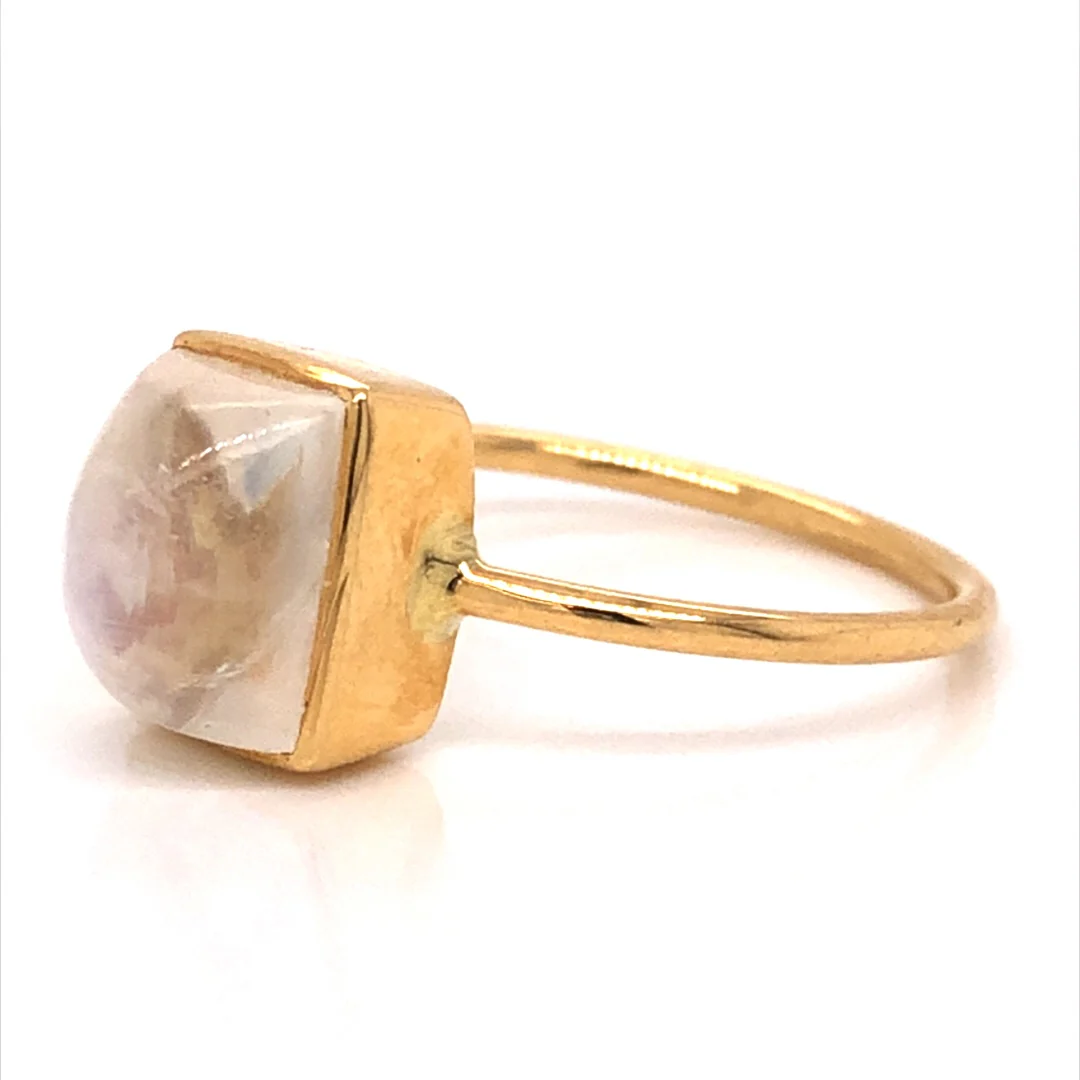 Rectangular Bezel Set Moonstone Ring in 18k Yellow Gold - Image 2