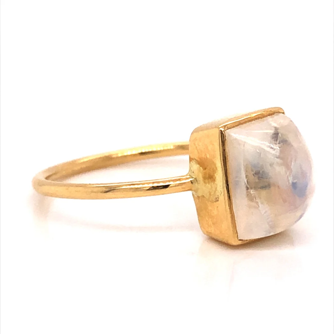 Rectangular Bezel Set Moonstone Ring in 18k Yellow Gold - Image 3