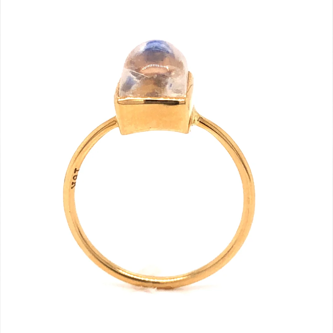 Rectangular Bezel Set Moonstone Ring in 18k Yellow Gold - Image 4