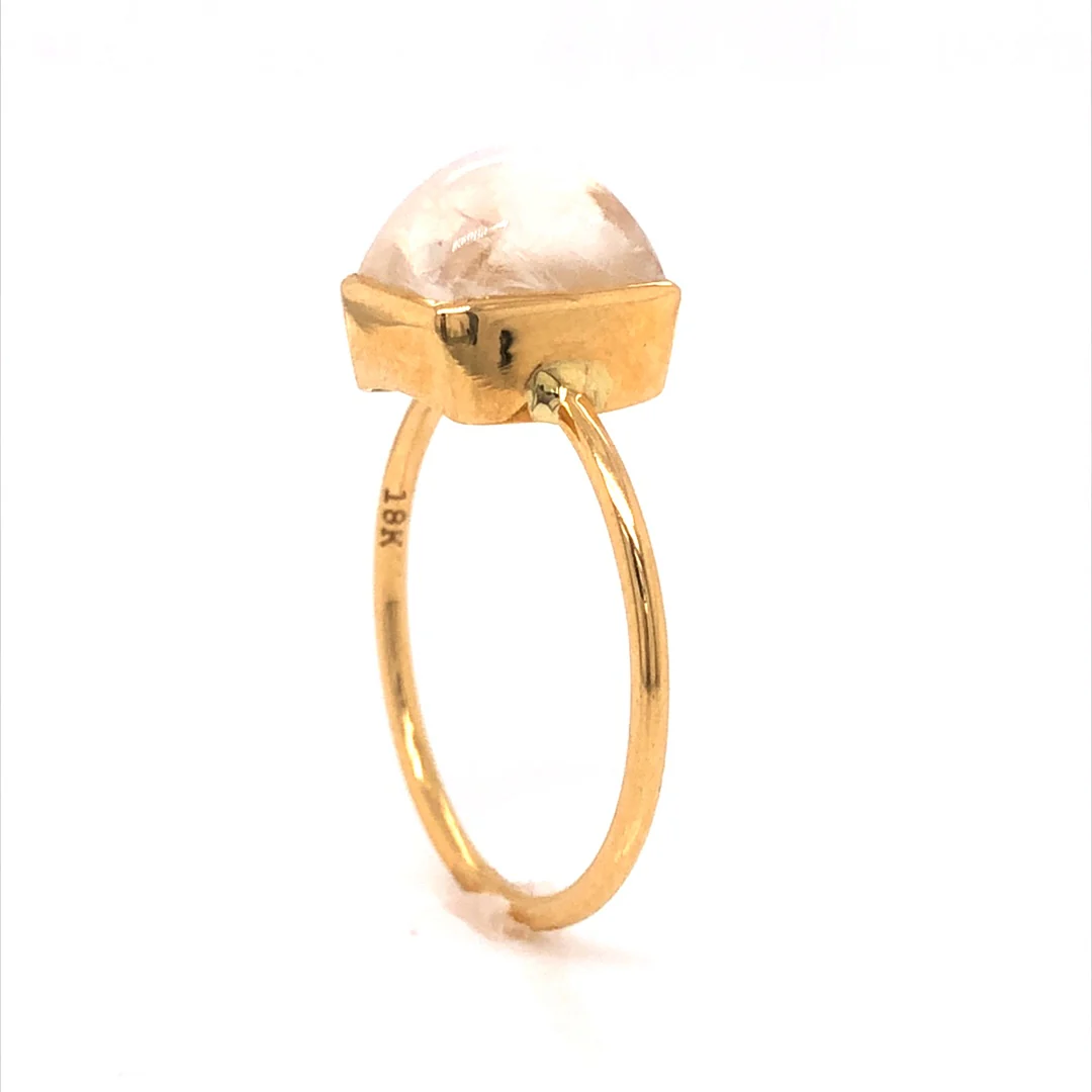 Rectangular Bezel Set Moonstone Ring in 18k Yellow Gold - Image 5