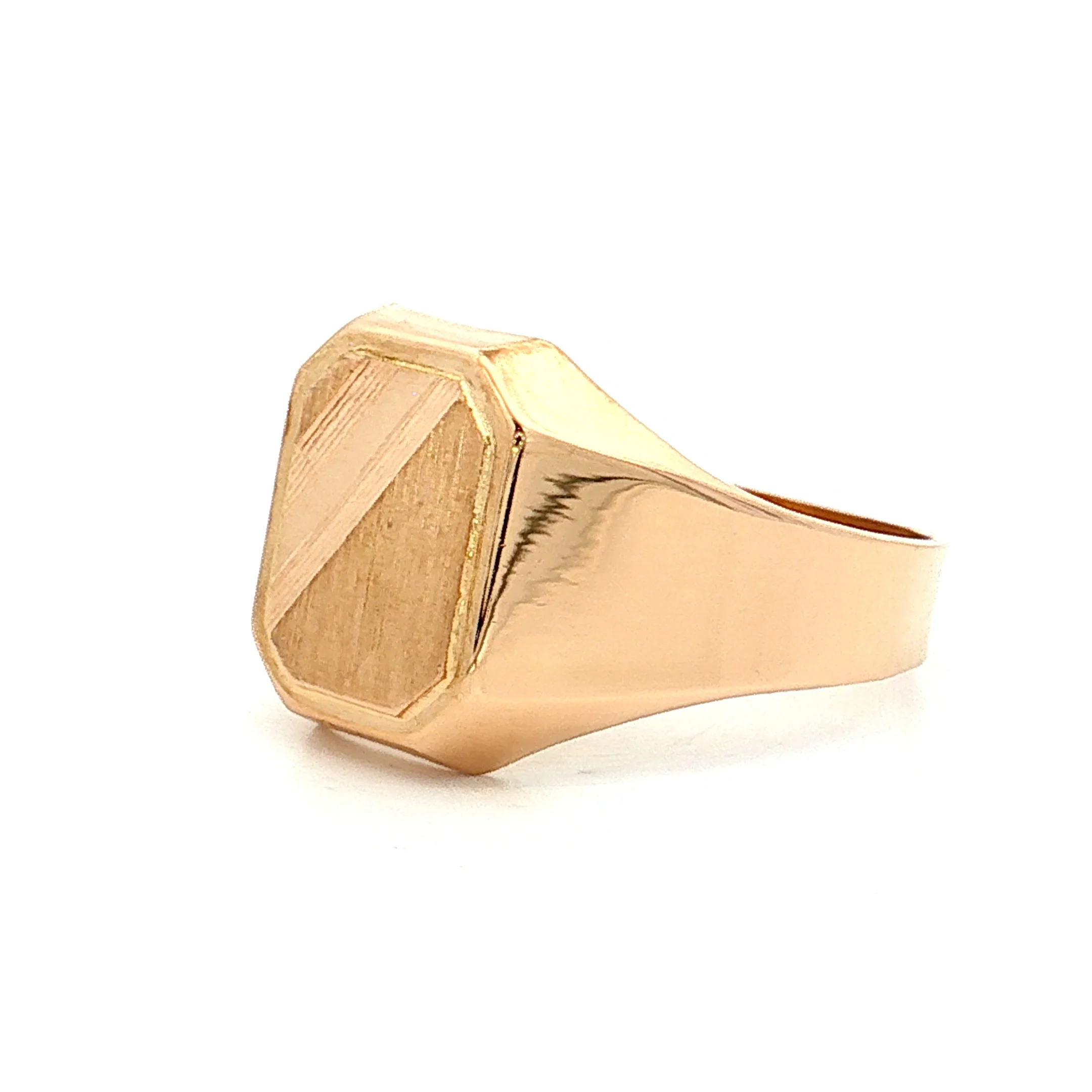 Rectangular Brushed Signet Ring 18k Yellow Gold - Image 2