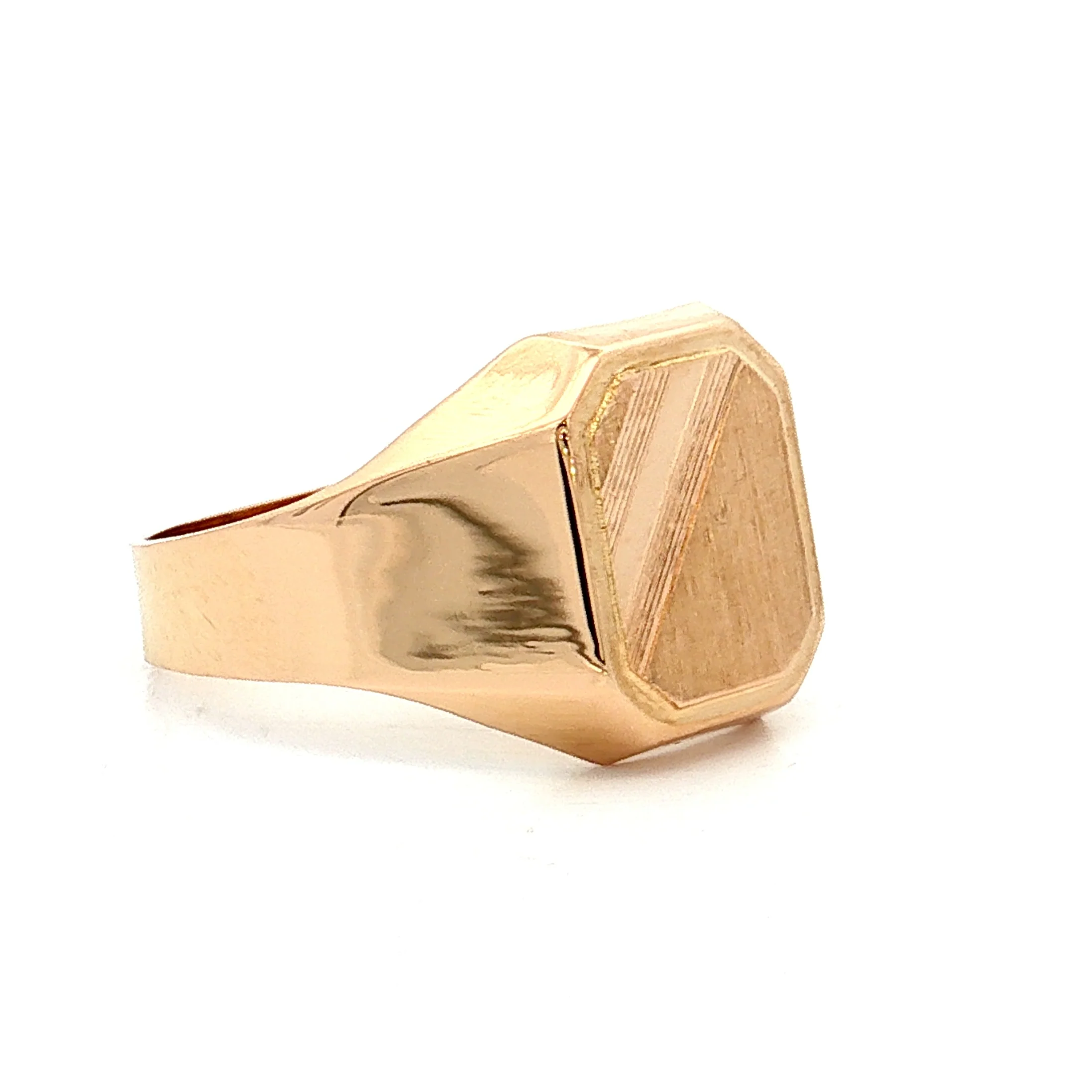 Rectangular Brushed Signet Ring 18k Yellow Gold - Image 3