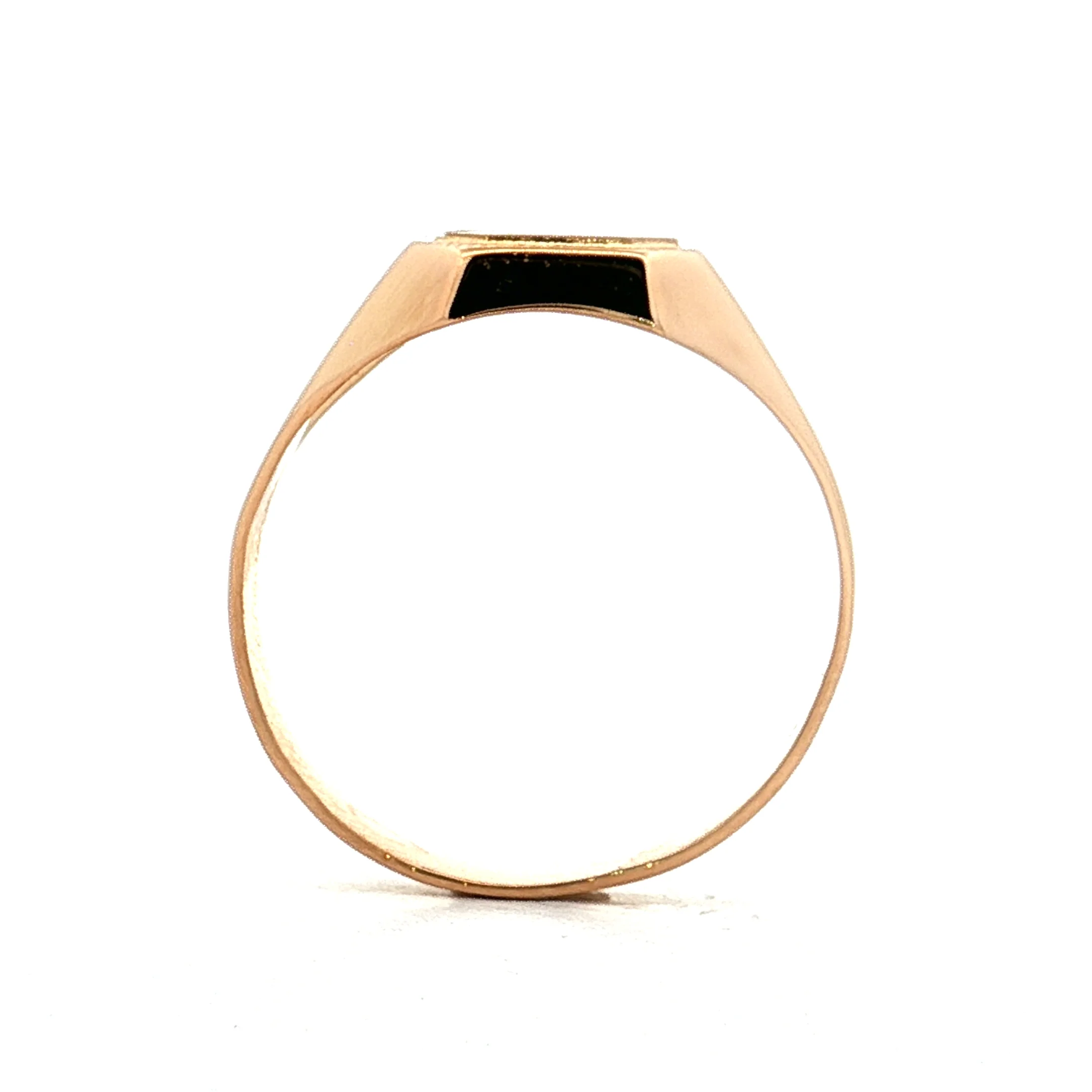 Rectangular Brushed Signet Ring 18k Yellow Gold - Image 4