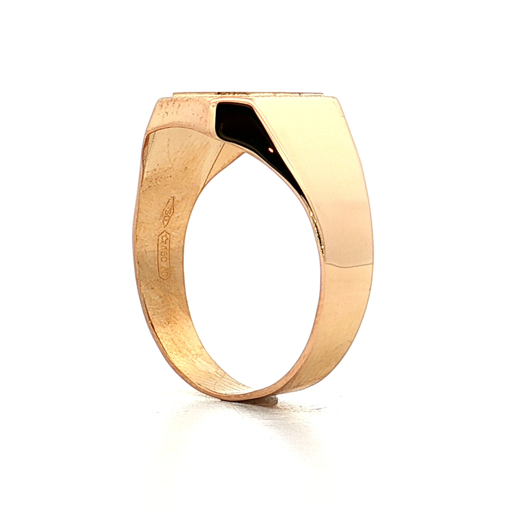 Rectangular Brushed Signet Ring 18k Yellow Gold - Image 5