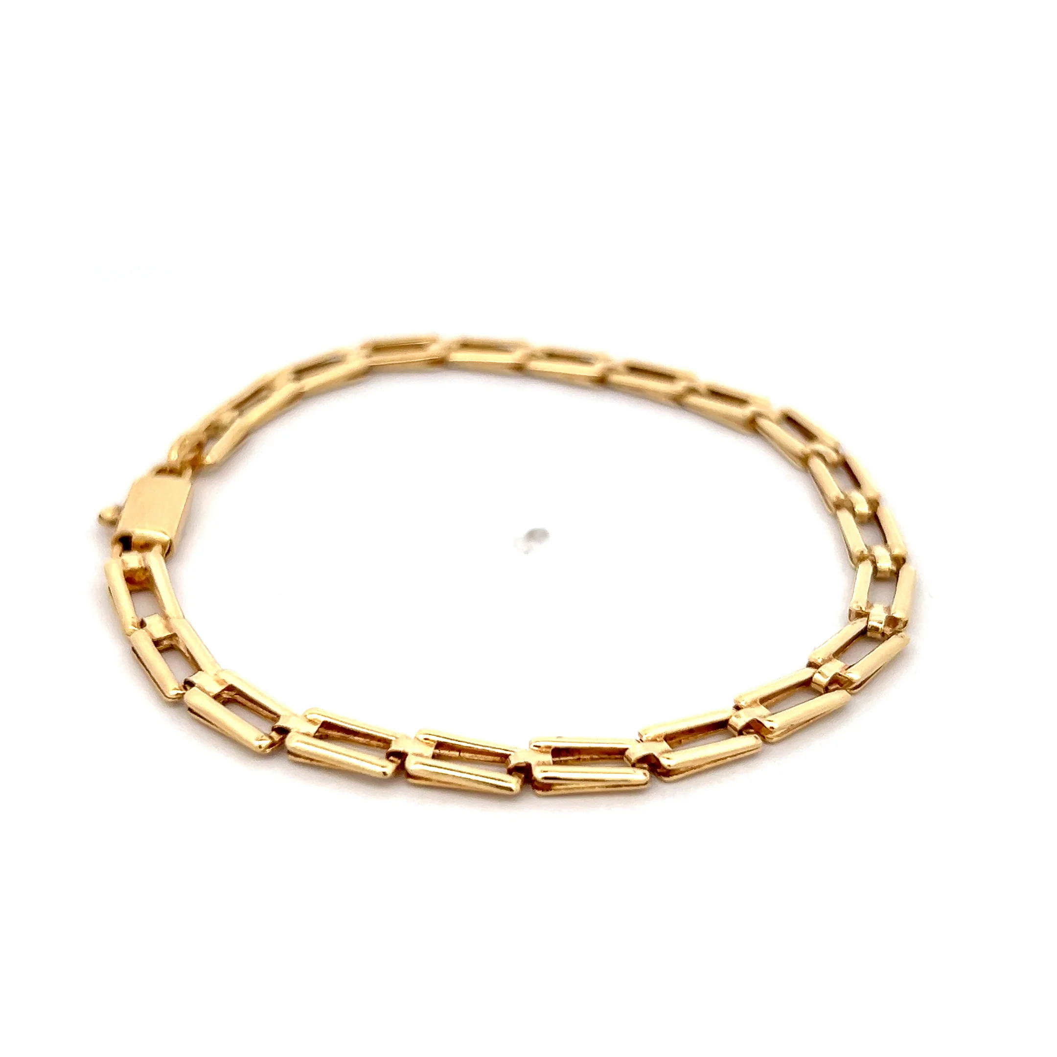 Rectangular Paperclip Link Bracelet 18k Yellow Gold - Image 3