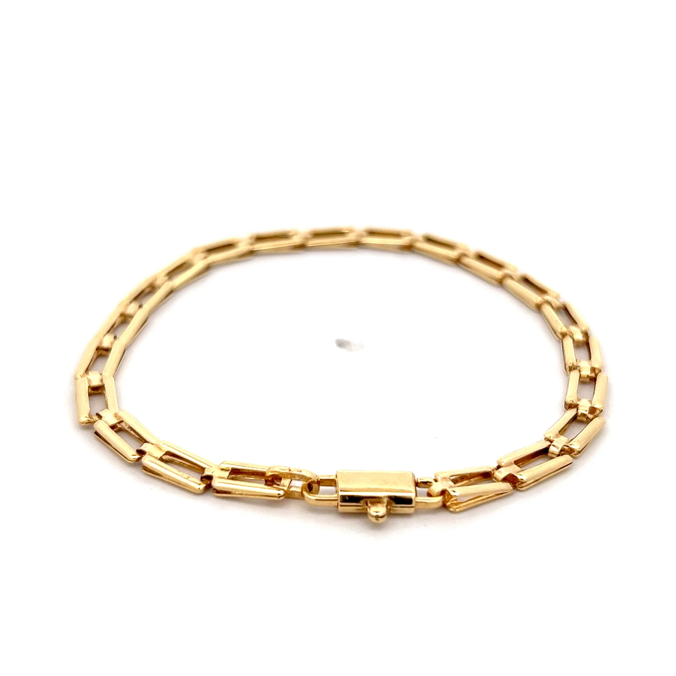 Rectangular Paperclip Link Bracelet 18k Yellow Gold - Image 4