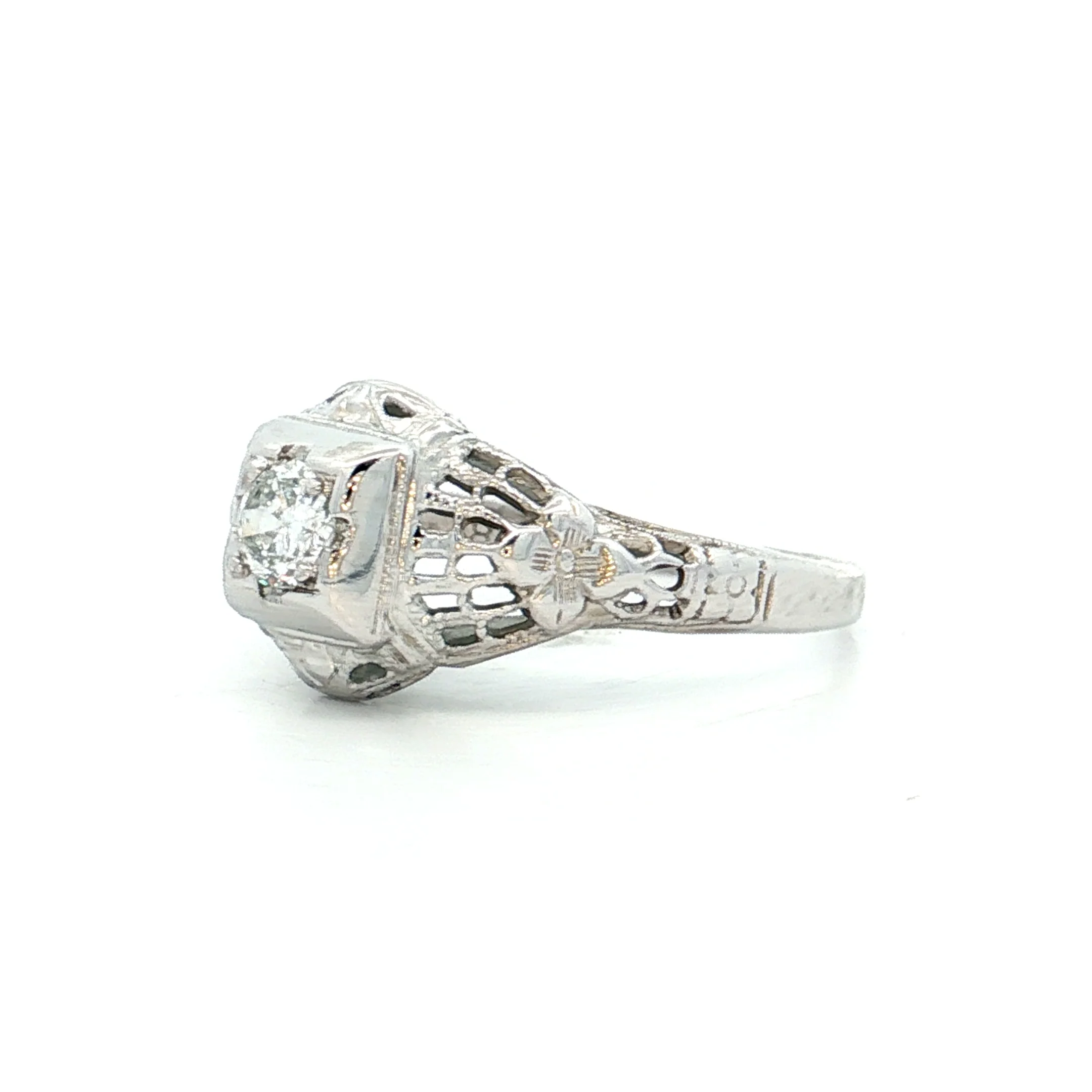 .20 Antique Deco Euro Diamond Engagement Ring 18k - Image 2