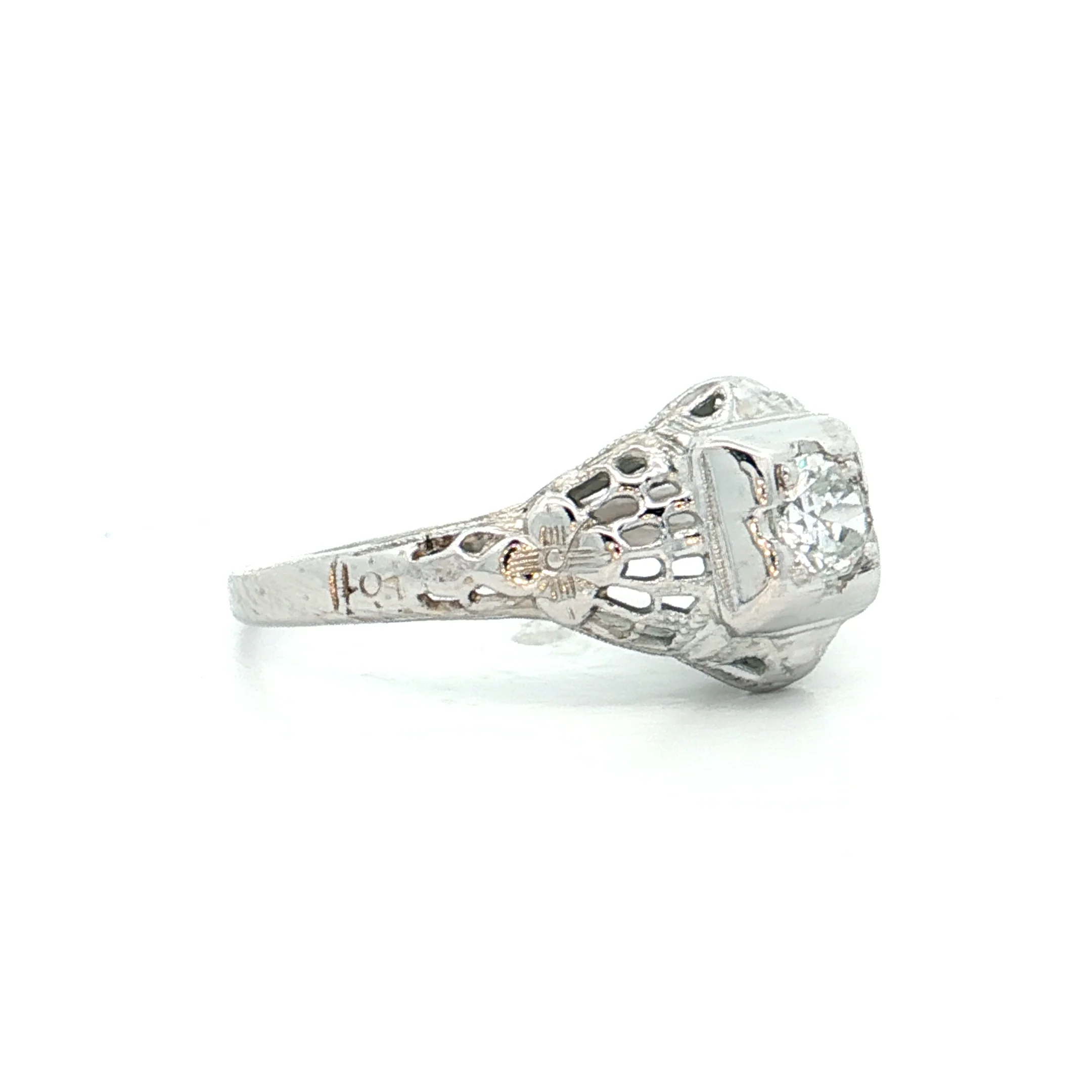 .20 Antique Deco Euro Diamond Engagement Ring 18k - Image 3