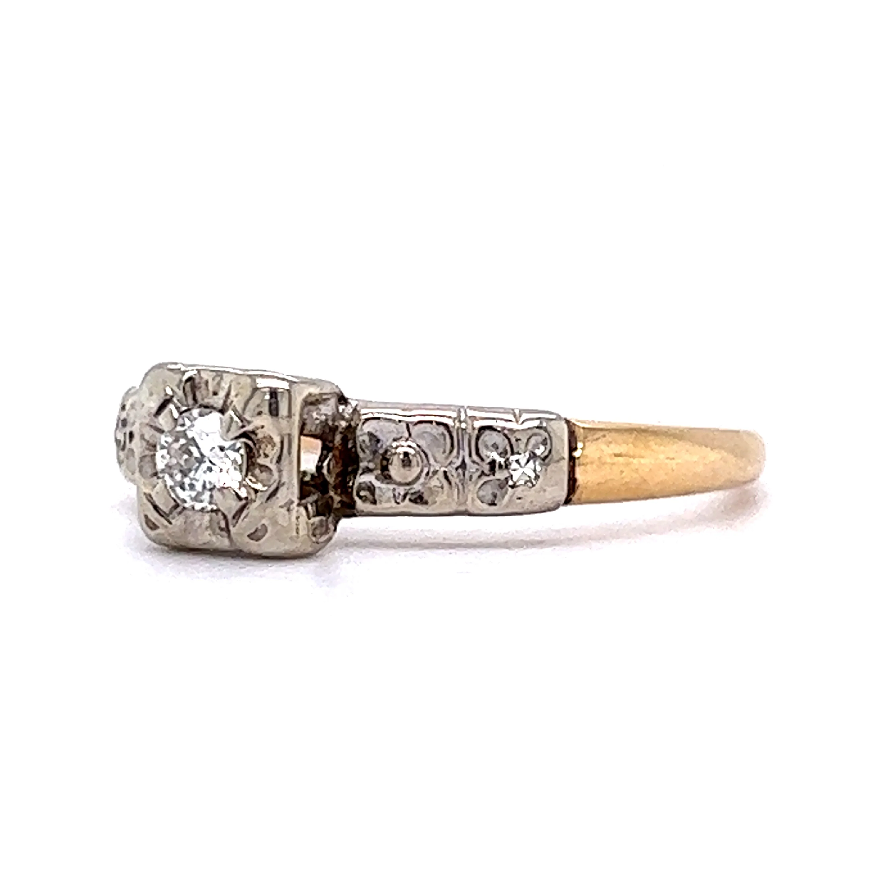Retro Brilliant Cut Diamond Engagement Ring in 14k - Image 2