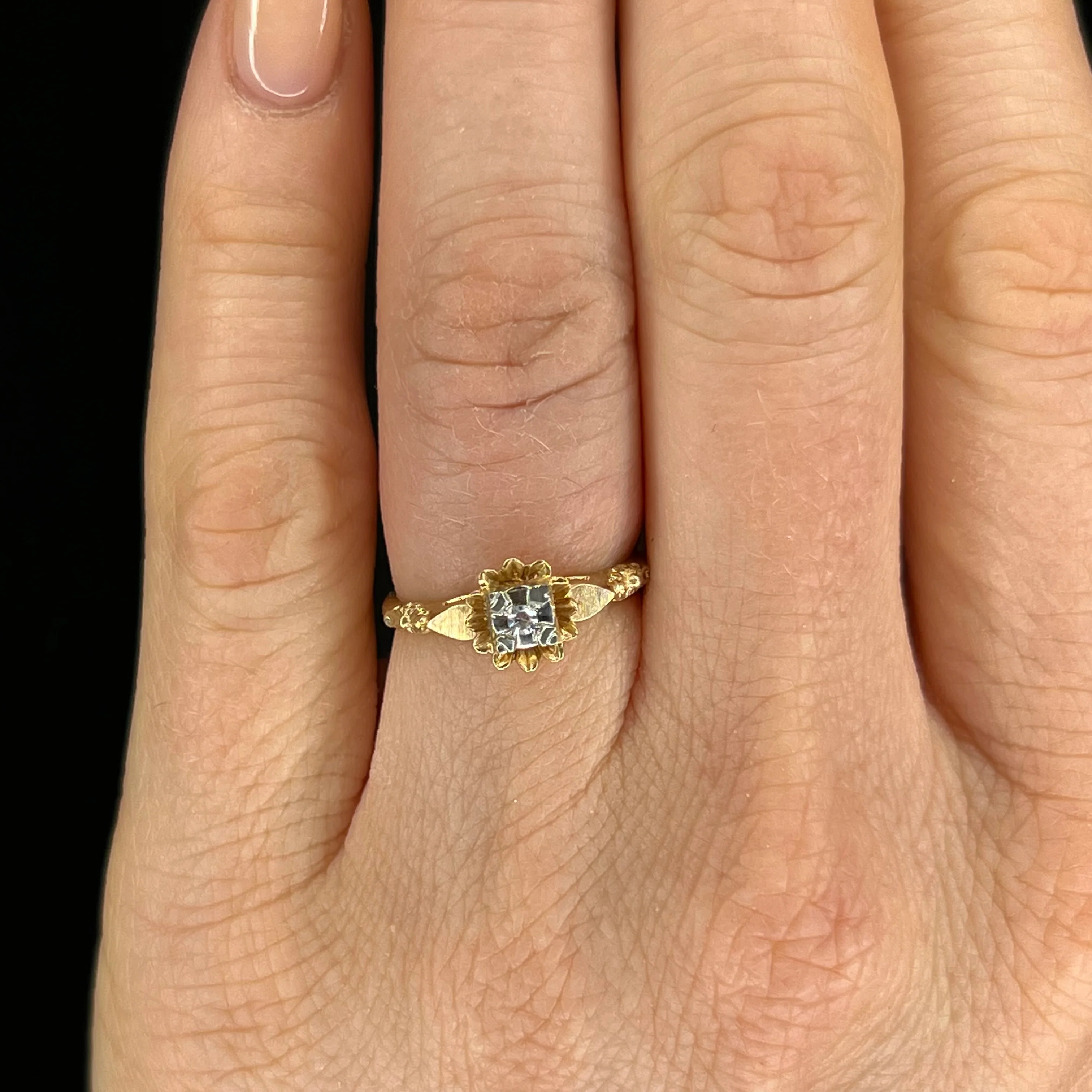 Retro Delicate Diamond Engagement Ring in 14k & 18k Gold - Image 6