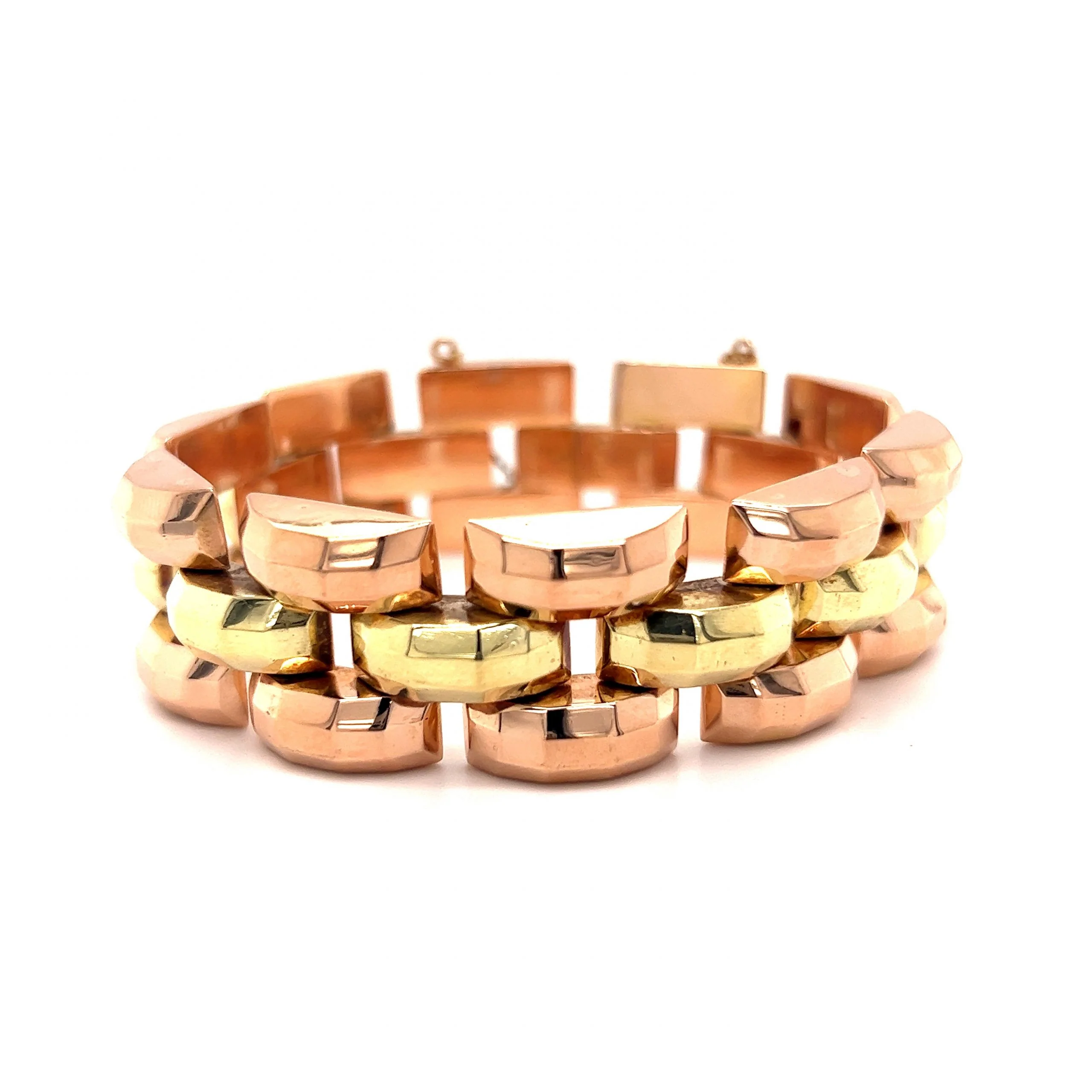 Retro Link Bracelet in 18k Rose & Yellow Gold