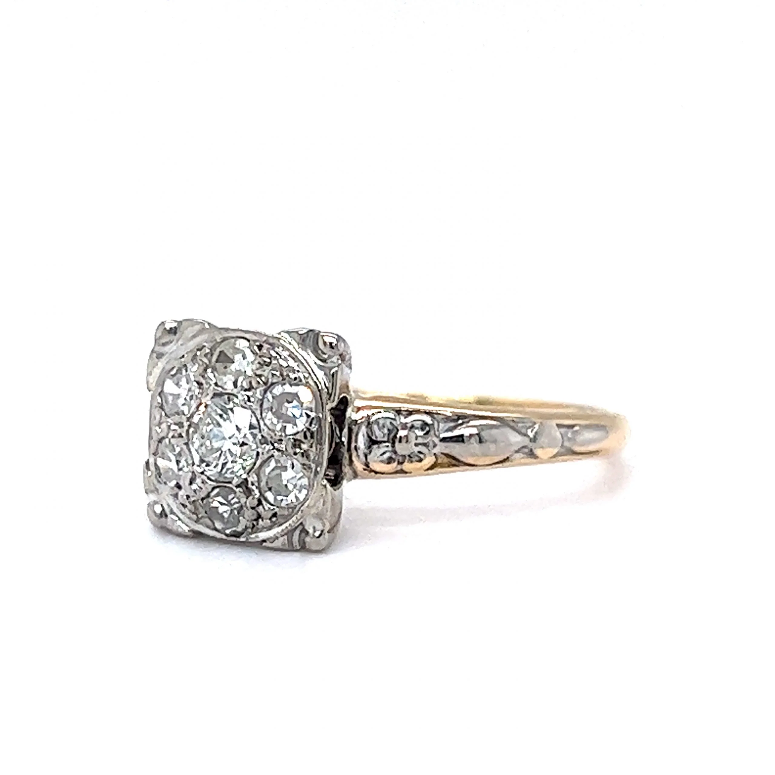 .33 Retro Pave Diamond Cluster Engagement Ring in 14k Gold - Image 2