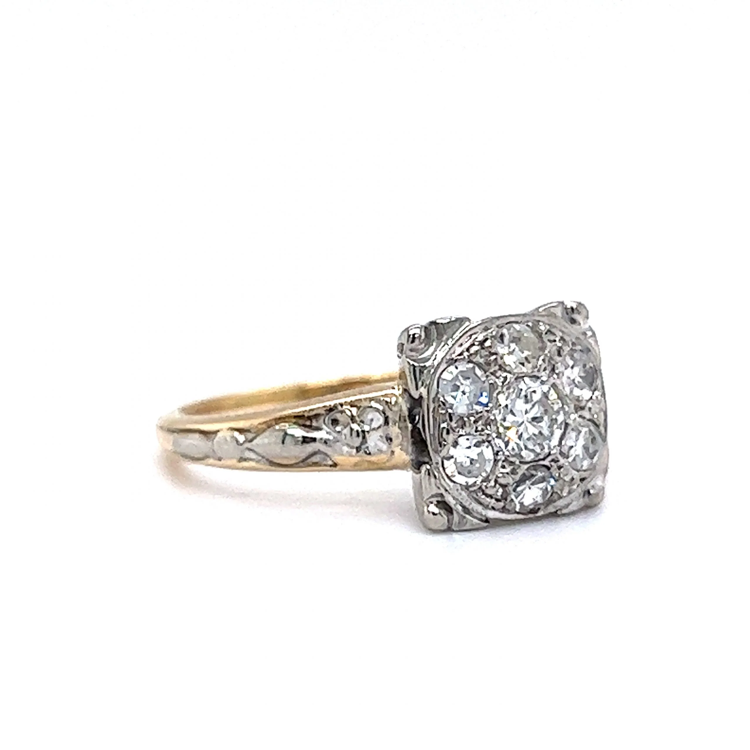 .33 Retro Pave Diamond Cluster Engagement Ring in 14k Gold - Image 3