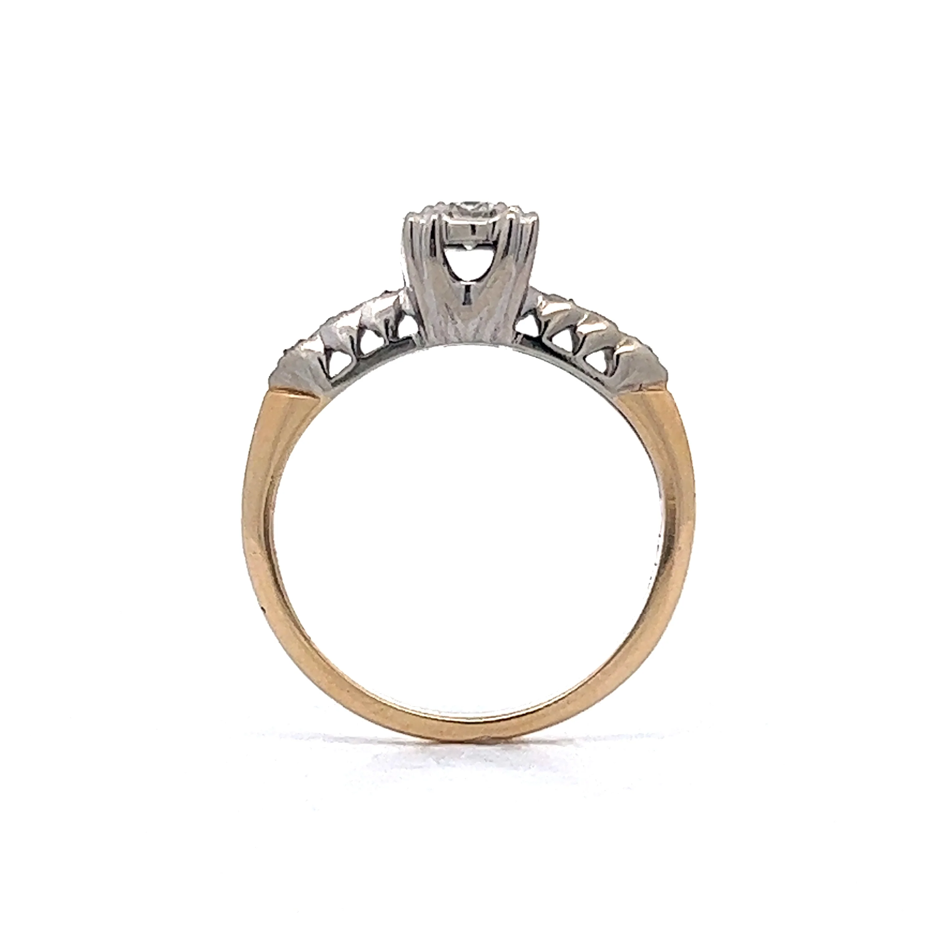 Retro Round Diamond Engagement Ring in 14K Yellow Gold - Image 4