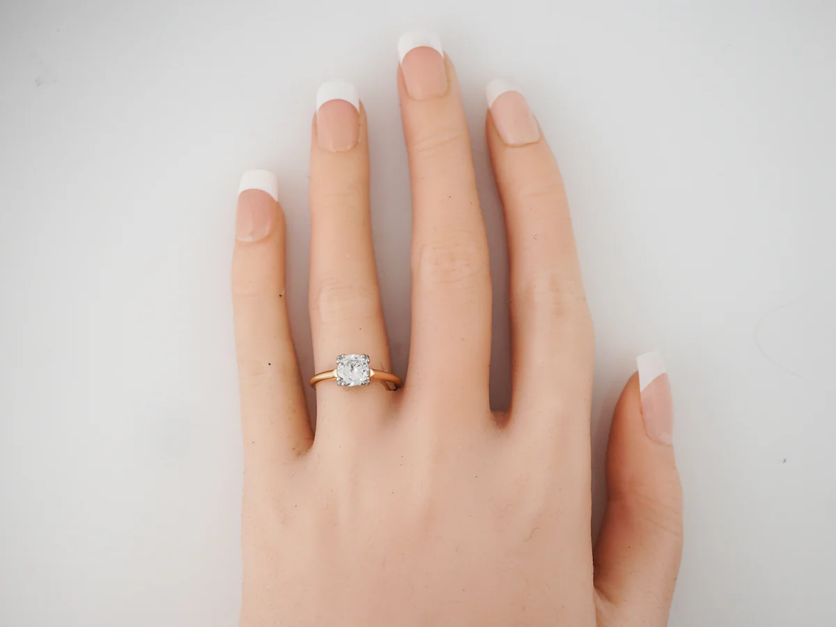 Retro Solitaire Diamond Engagement Ring in Yellow Gold - Image 6