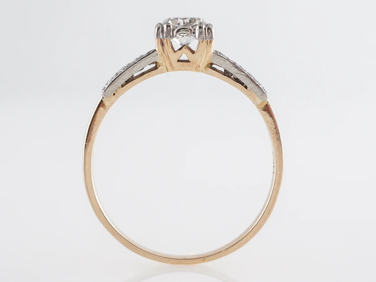 Retro Two Tone Old European Diamond Engagement Ring - Image 5