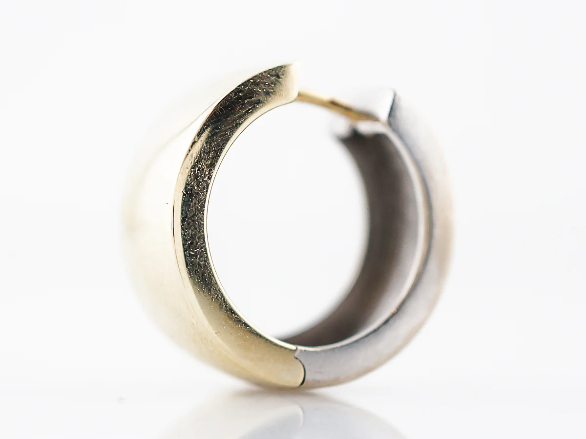 Reversible Hoop Earrings Retro in 14K Yellow & White Gold - Image 5