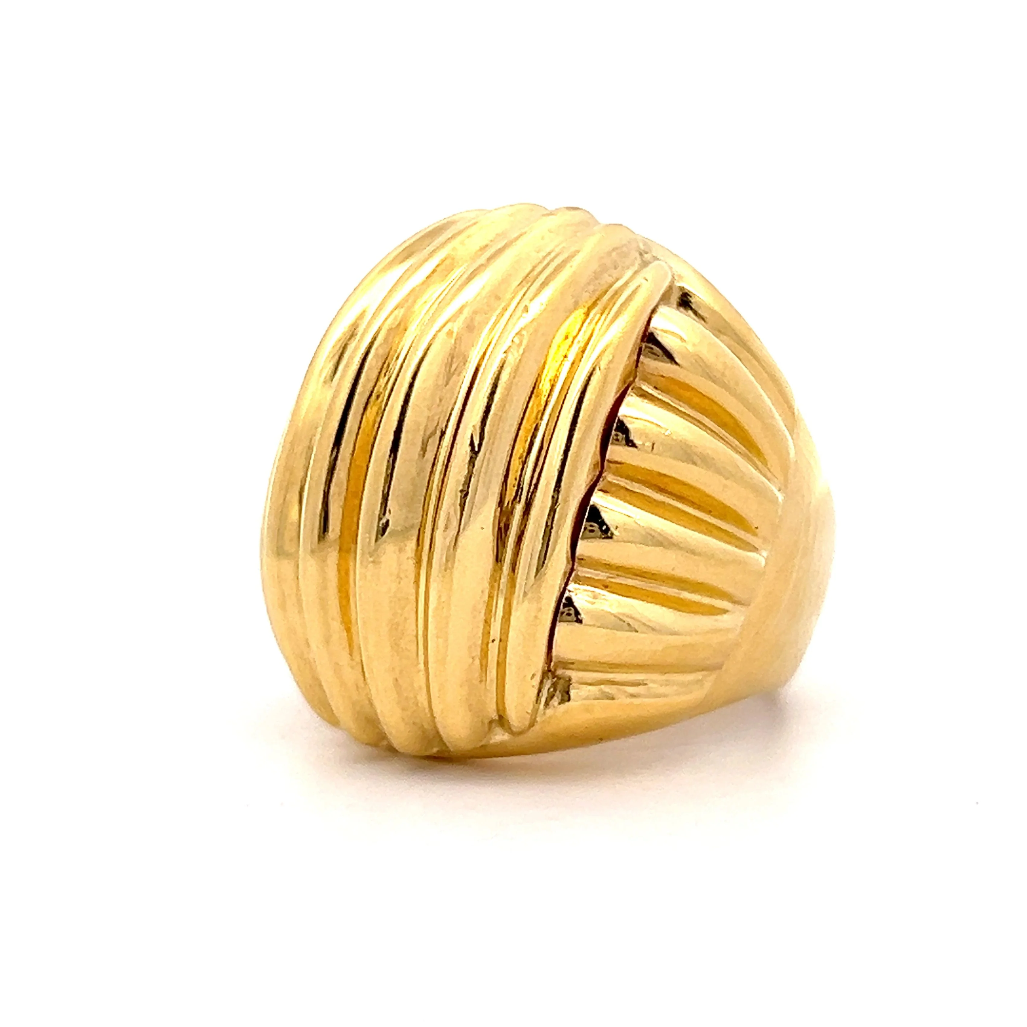 Ridged Dome Cocktail Ring in 18k Yellow Gold - Image 2