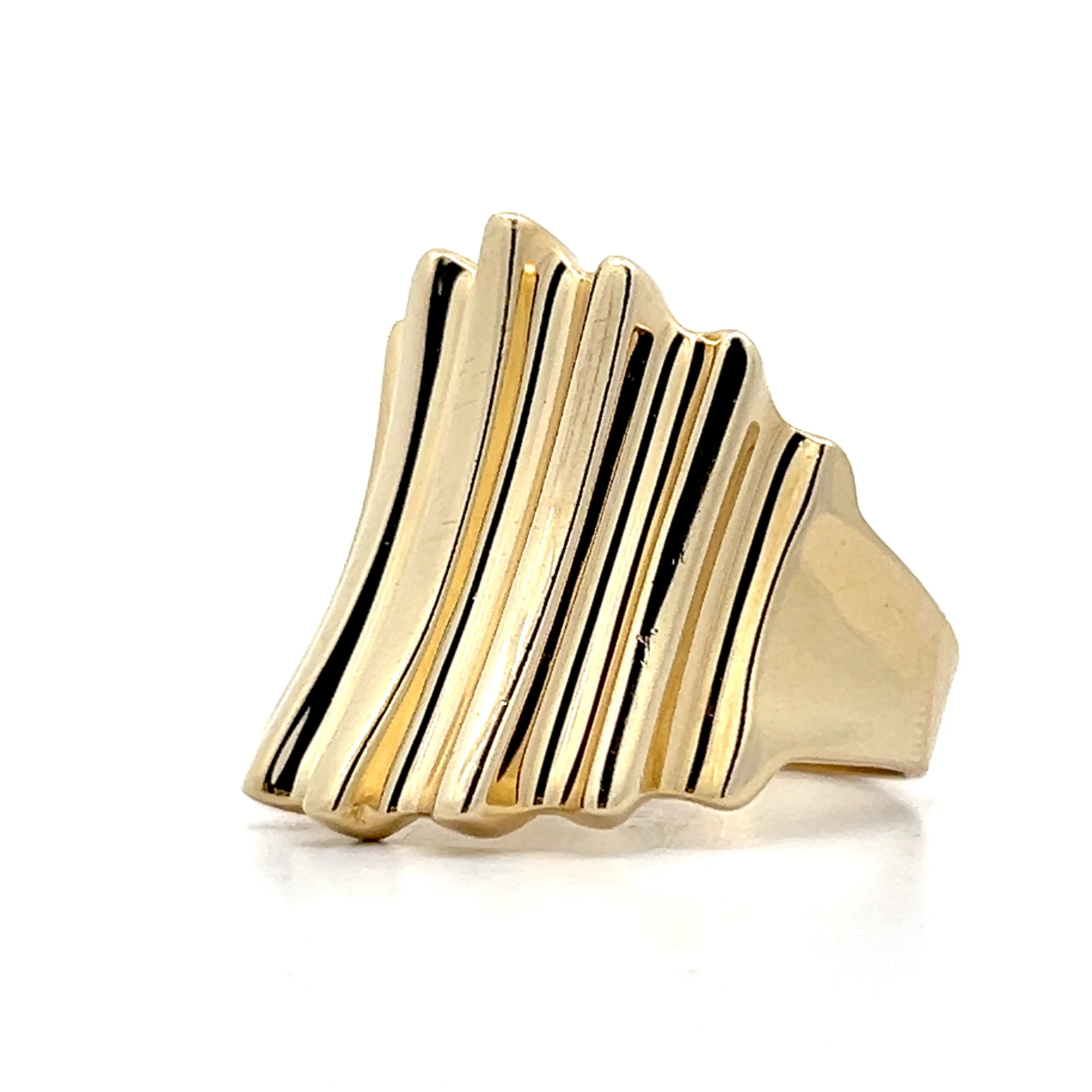 Ridged Statement Cocktail Ring in 14k Yellow Gold - Image 2
