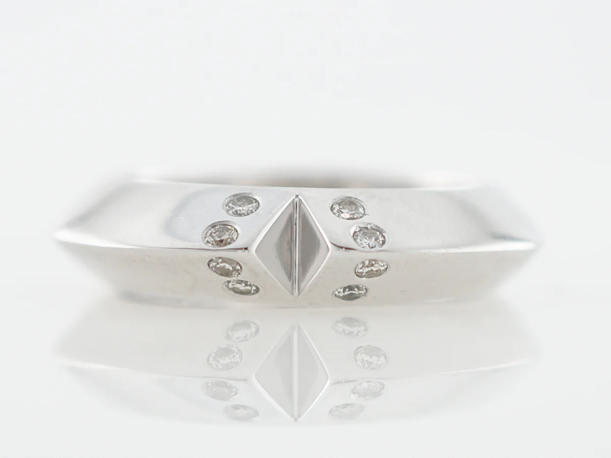 Right Hand Ring Modern .08 Round Brilliant Cut Diamonds in 18k White Gold