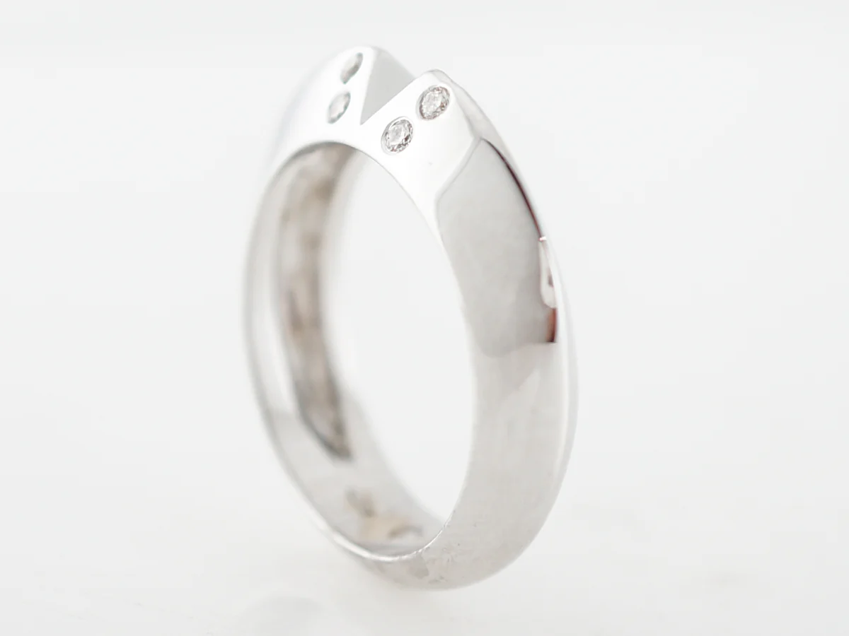Right Hand Ring Modern .08 Round Brilliant Cut Diamonds in 18k White Gold - Image 5