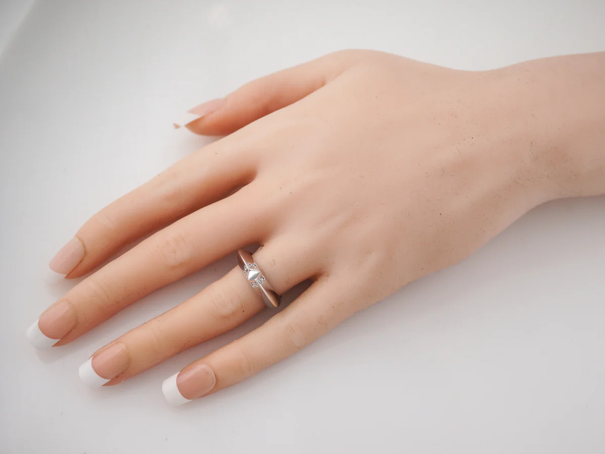 Right Hand Ring Modern .08 Round Brilliant Cut Diamonds in 18k White Gold - Image 7