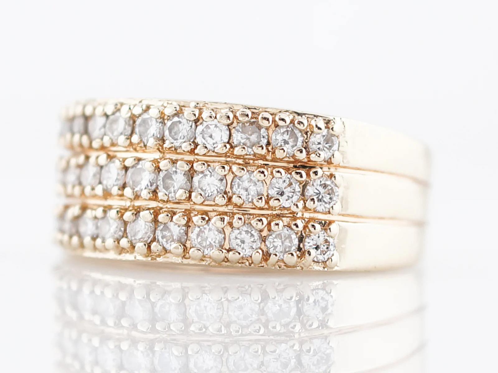 Right Hand Ring Modern 1.00 Round Brilliant Cut Diamonds in 14k Yellow Gold - Image 2