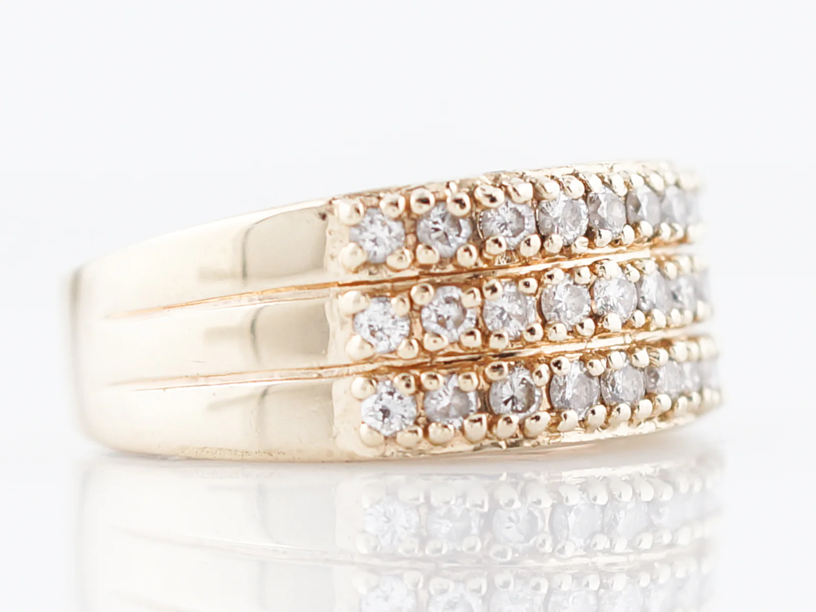 Right Hand Ring Modern 1.00 Round Brilliant Cut Diamonds in 14k Yellow Gold - Image 3
