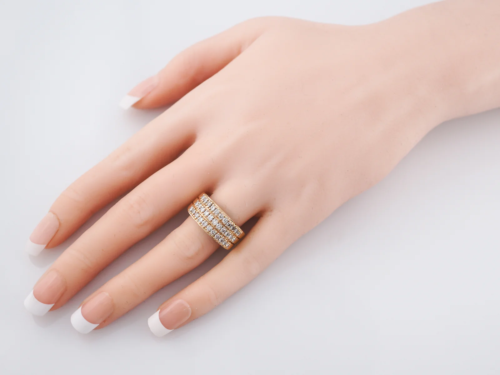 Right Hand Ring Modern 1.00 Round Brilliant Cut Diamonds in 14k Yellow Gold - Image 7