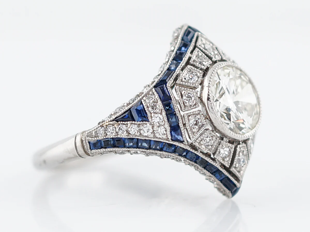Right Hand Ring Modern 1.03 Round Brilliant Cut Diamond in Platinum - Image 6