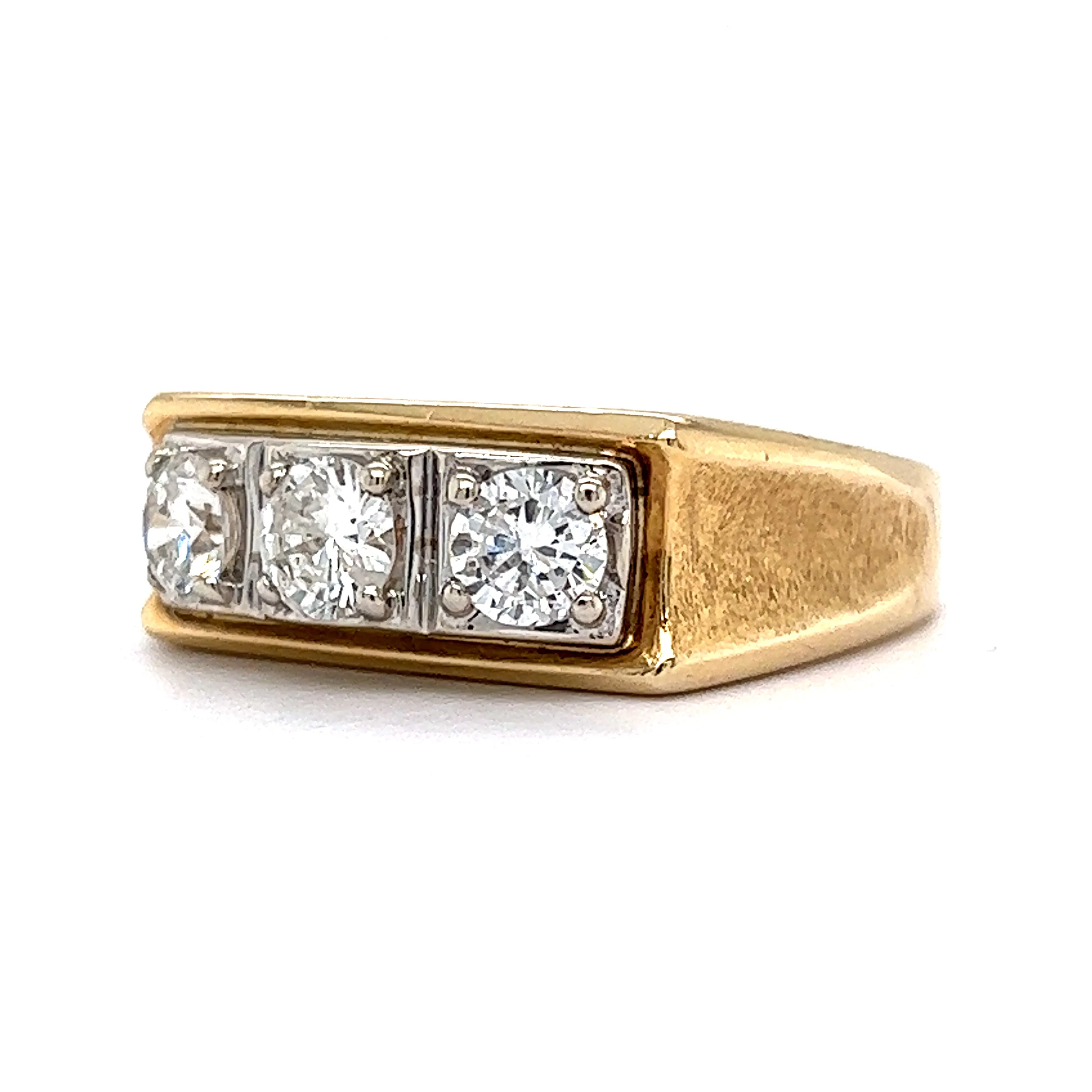 Right Hand Ring Modern 1.10 Round Brilliant Cut Diamonds in 14K Yellow Gold - Image 2