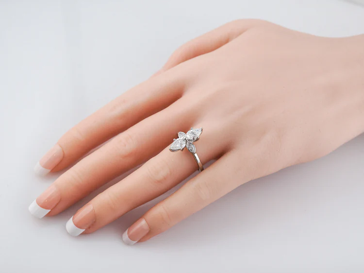 Right Hand Ring Modern 1.36 Pear Cut Diamonds in Platinum - Image 9