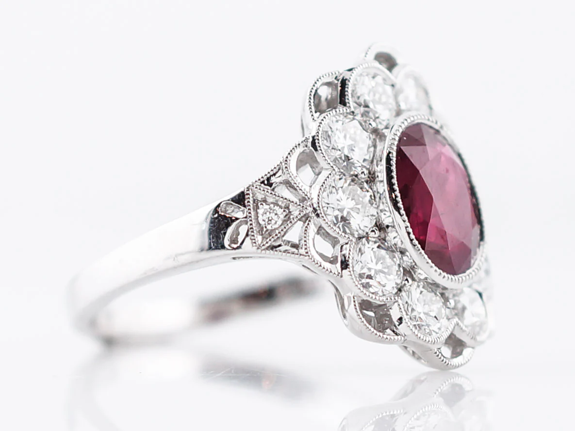 Right Hand Ring Modern 1.39 Oval Cut Ruby in Platinum - Image 3