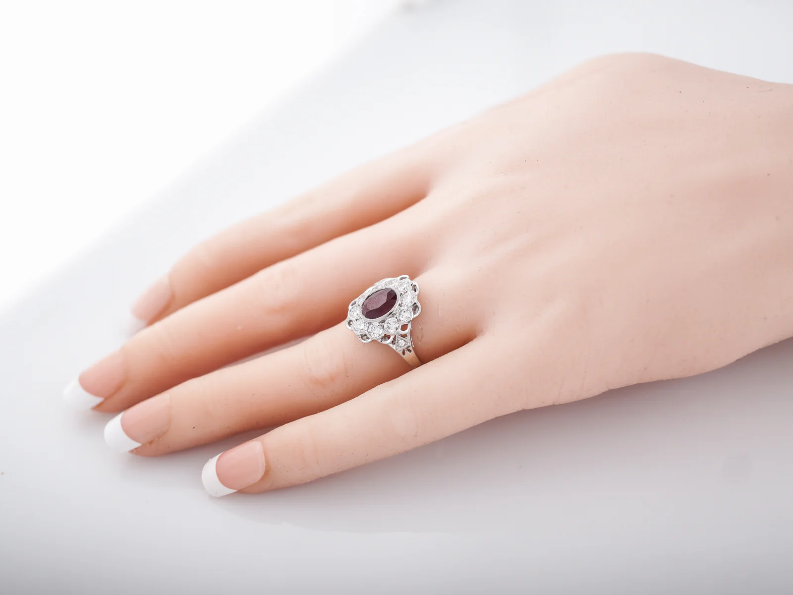 Right Hand Ring Modern 1.39 Oval Cut Ruby in Platinum - Image 6