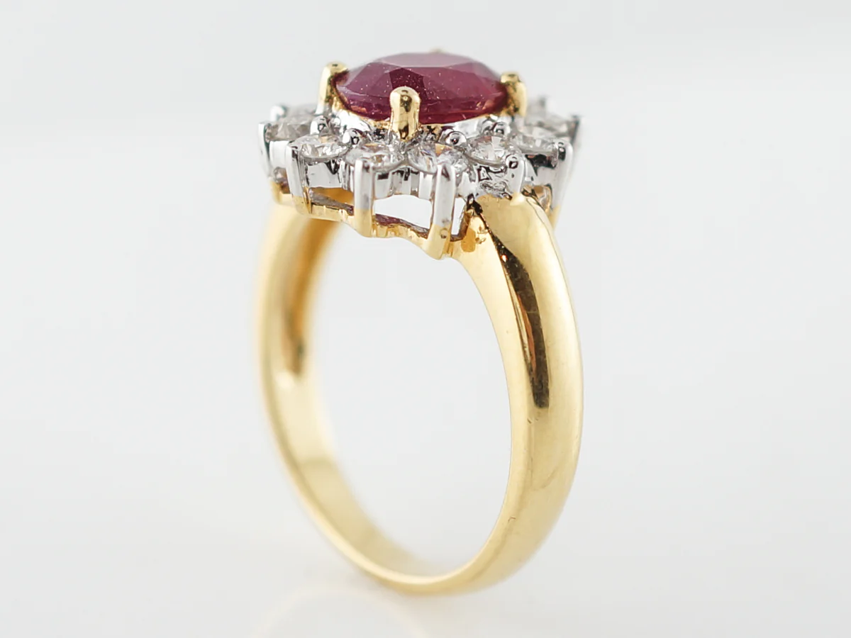 Right Hand Ring Modern 1.51 Oval Cut Ruby & .72 Round Brilliant Cut Diamond in 18k Yellow Gold - Image 6