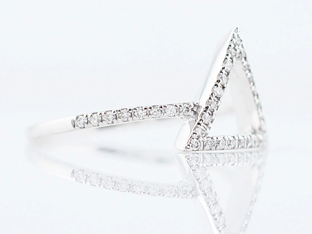 Right Hand Ring Modern .10 Round Brilliant Cut Diamonds in 14k White Gold - Image 3