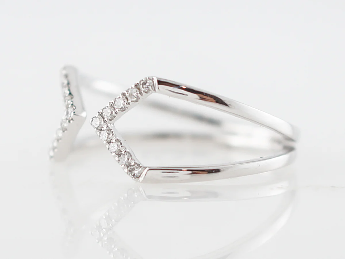 Right Hand Ring Modern .11 Round Brilliant Cut Diamonds in 14k White Gold - Image 2