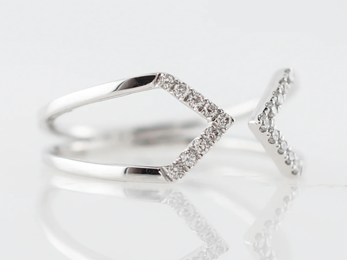 Right Hand Ring Modern .11 Round Brilliant Cut Diamonds in 14k White Gold - Image 3