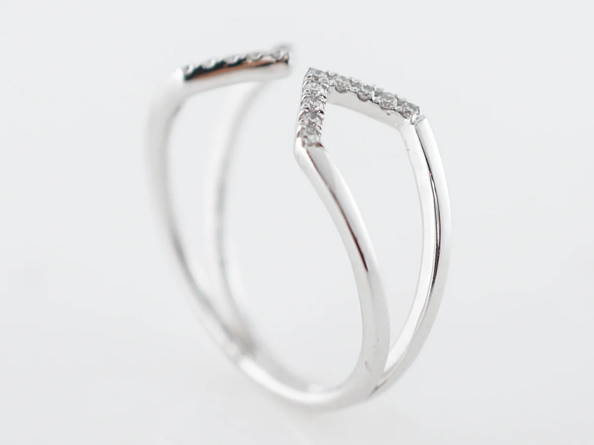 Right Hand Ring Modern .11 Round Brilliant Cut Diamonds in 14k White Gold - Image 5