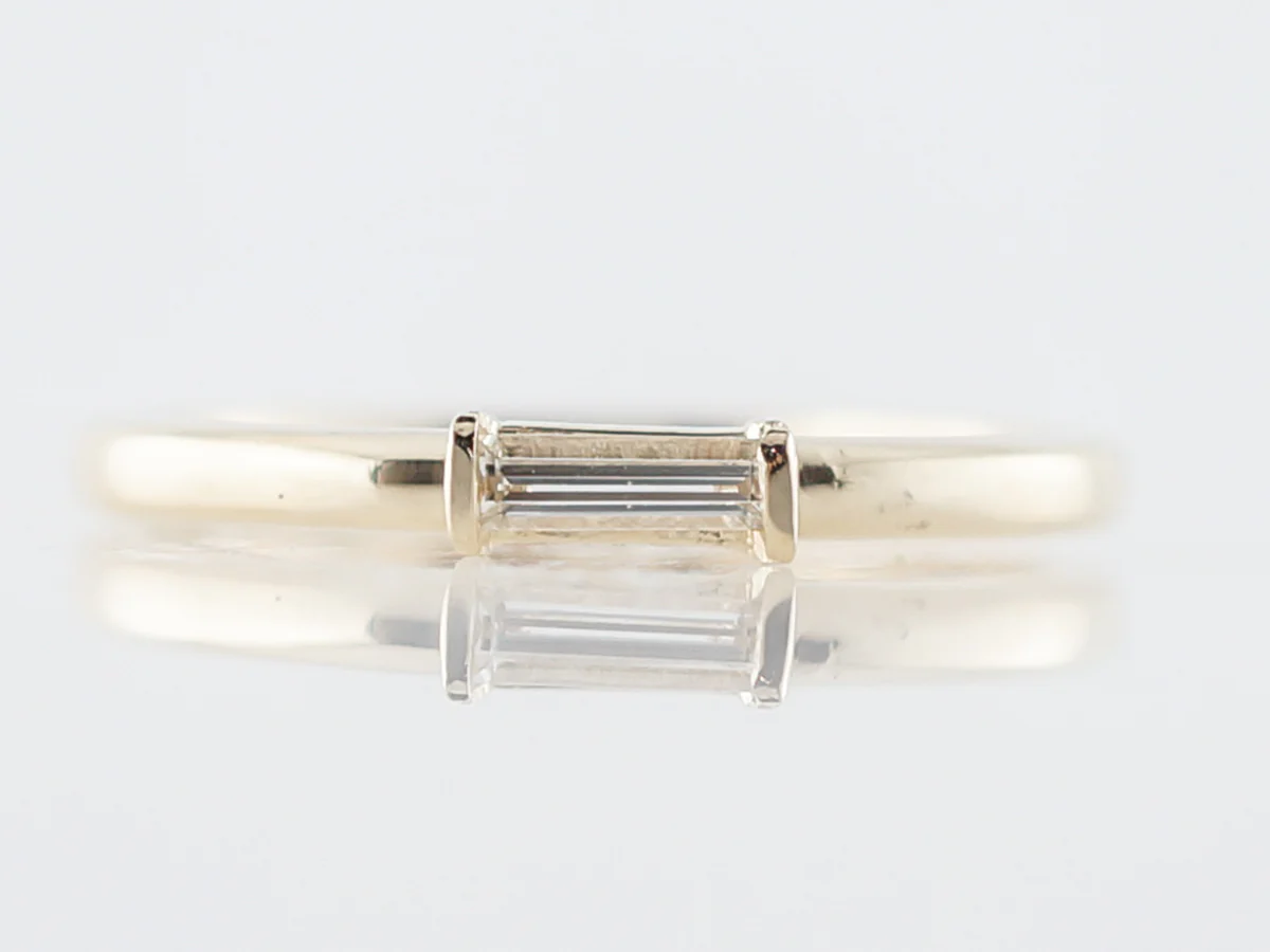 Right Hand Ring Modern .13 Baguette Cut Diamond in 14k Yellow Gold