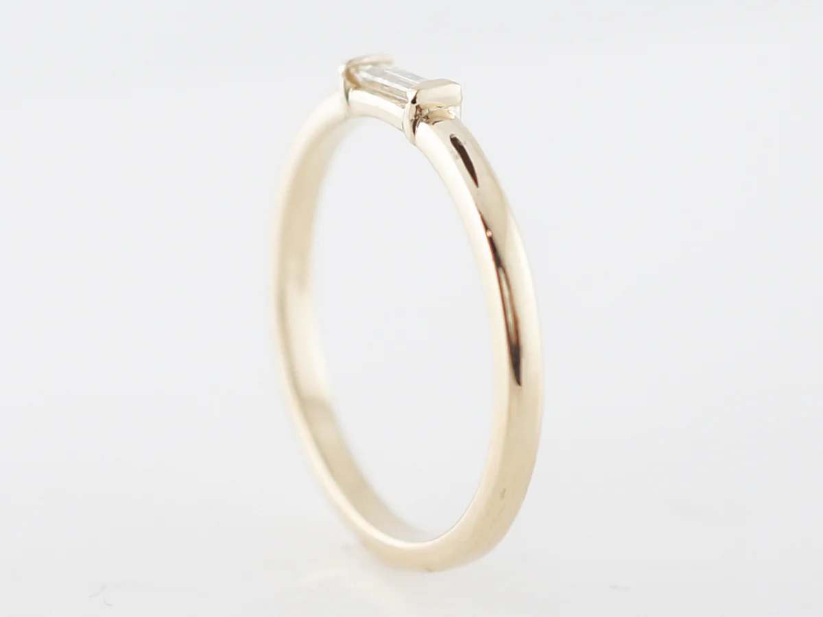 Right Hand Ring Modern .13 Baguette Cut Diamond in 14k Yellow Gold - Image 5