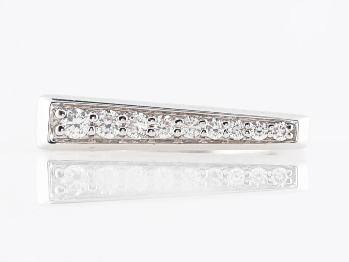 Right Hand Ring Modern .17 Round Brilliant Cut Diamonds in 18k White Gold