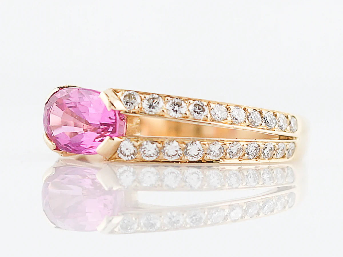 ***RTV***Right Hand Ring Modern 2.00 Oval Pink Sapphire in 18k Yellow Gold - Image 2