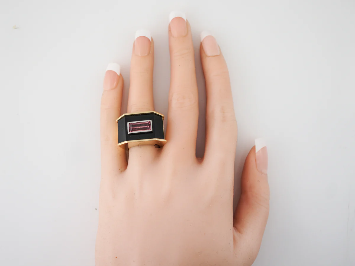 ***RTV11/23***Right Hand Ring Modern 2.08 Emerald Cut Pink Tourmaline in 18k Yellow Gold - Image 6