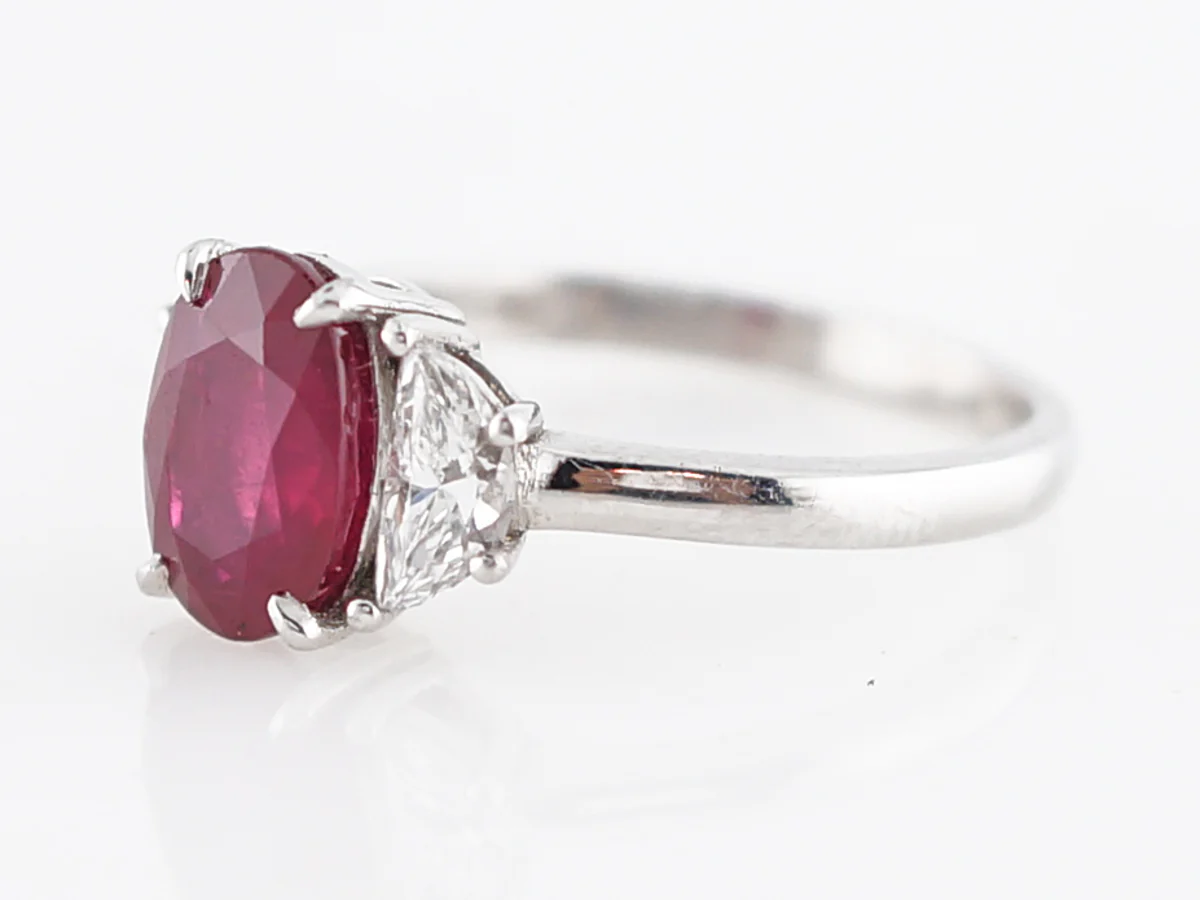 Right Hand Ring Modern 2.19 Oval Cut Ruby in Platinum - Image 3