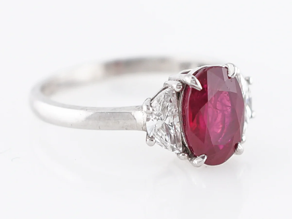 Right Hand Ring Modern 2.19 Oval Cut Ruby in Platinum - Image 4