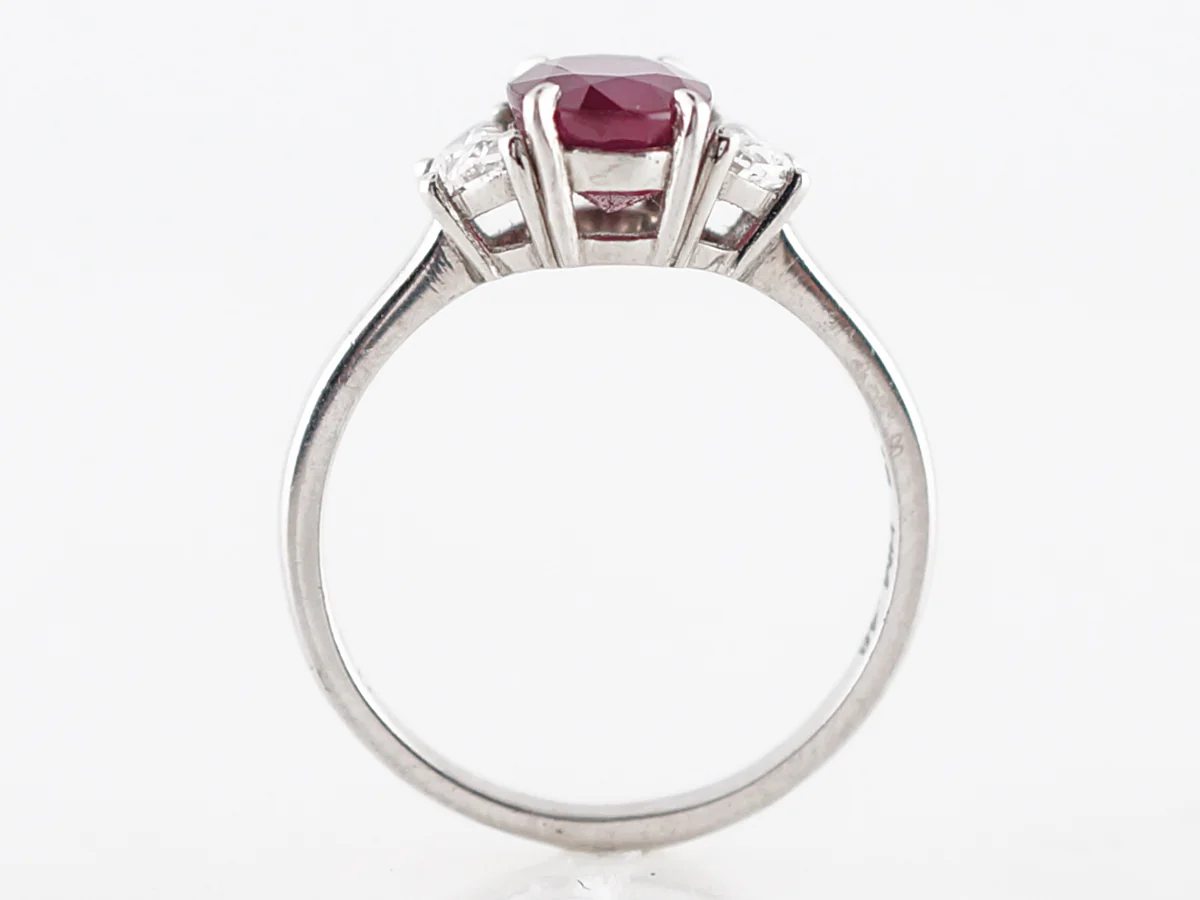 Right Hand Ring Modern 2.19 Oval Cut Ruby in Platinum - Image 5